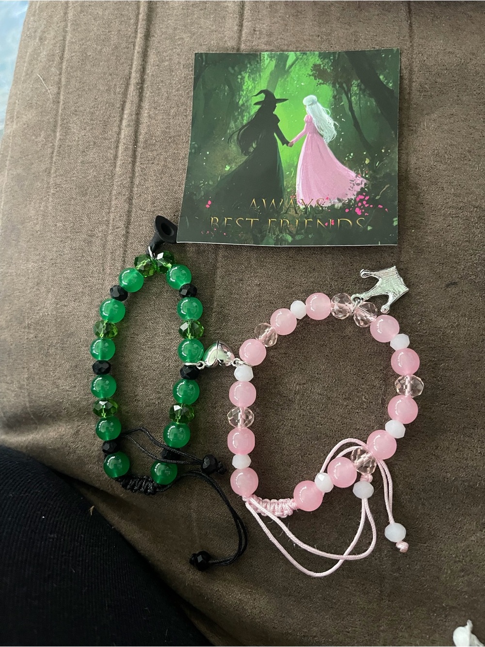 Wicked themed  Beaded Bracelets Set - Pink & Green